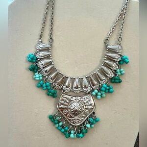 Silver and Turquoise Statement Necklace